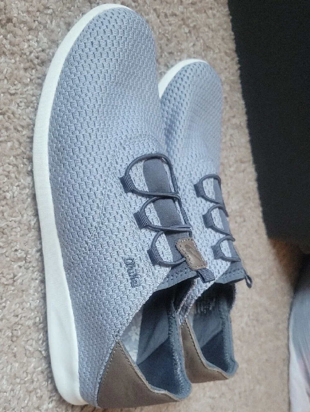 OluKai Men's Gray Knit Slip-Ons